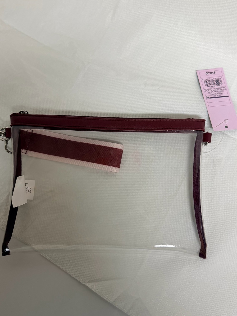 wild fable Clear Wristlet with Burgundy Trim